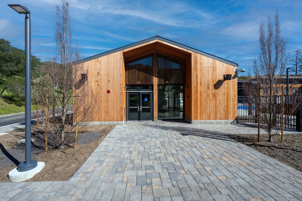 Side entrance of aquatics building